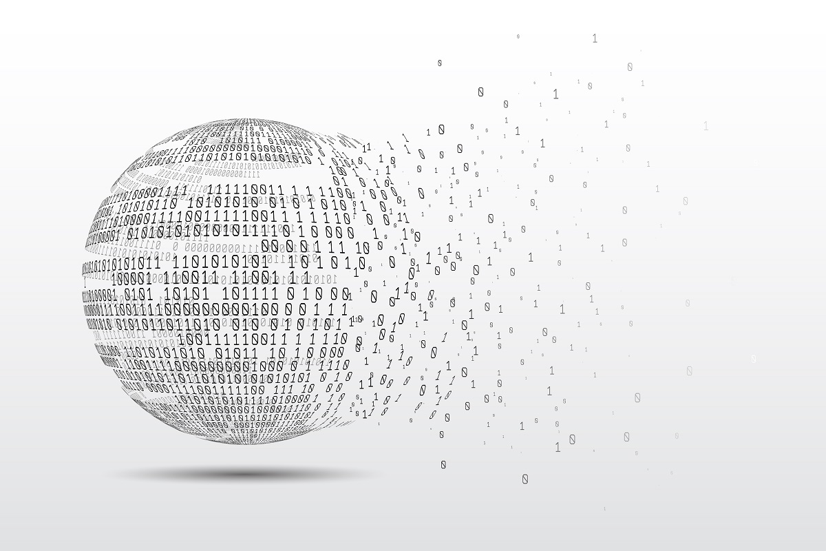 Destruction des données : recommandations CNIL Code binaire globe. Planète technologie. Big data. Réseau mondial.
